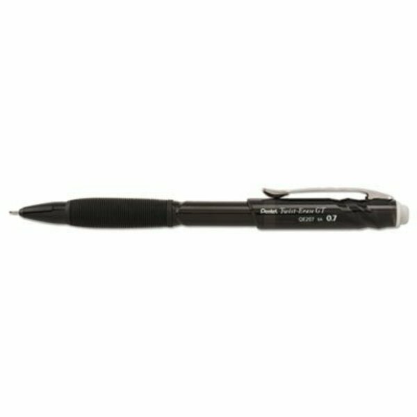 Pentel Pentel, TWIST-ERASE GT PENCILS, 0.7 MM, HB #2.5, BLACK LEAD, BLACK BARREL QE207A